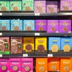 Supermarket shelves in a UK grocery store